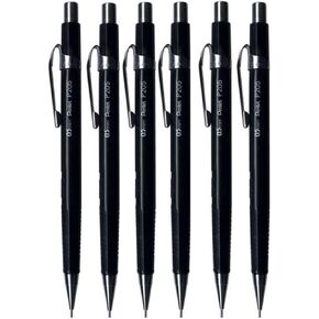 Pentel 0.5mm (P205) Black P200 Series Automatic Mechanical Drafting Pencil Refillable Lead Eraser P205-A (Pack of 6)