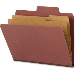 Smead SuperTab Classification Folder with SafeSHIELD Fasteners, Oversized Tab, 2 Dividers, 2" Expansion, Letter Size, Red, 10 per Box (14070)