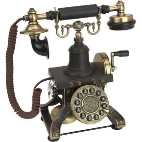 هاتف عتيق من Design Toscano PM1938 - هاتف دوار Royal Victoria 1938 - هاتف سلكي قديم - هواتف مزخرفة عتيقة، أسود