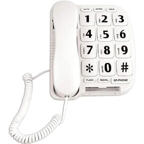 JF11W Big Button Phone for Elderly Amplified Corded Phones for Hearing Impaired Aid Senior Phone with Loud Handsfree Speakerphone Home Phone Landline
