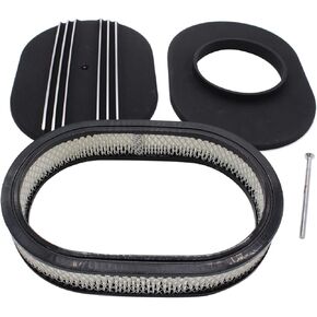 1 Set SHLPDFM Air Cleaner 12"" Oval Half Finned Polished Aluminum Black Air Cleaner Fits for Chevy, Ford, & Mopar Hot Rod