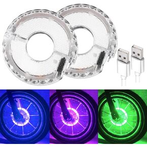 محور أضواء عجلة الدراجة القابلة لإعادة الشحن بإطارين، أضواء LED مقاومة للماء لركوب الدراجات 7 ألوان لتزيين الدراجة للأطفال والكبار أثناء الركوب الليلي in Kuwait