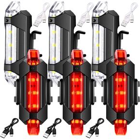 6 Pieces Front and Rear Bicycle Light USB Rechargeable Bike Light Waterproof Cycling Headlight and Taillight Flashing Safety Bike Light for City Mountain Bike