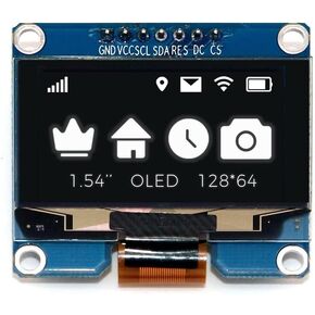 HUAYU 1.54'' OLED 7PIN 128×64 SPI OLED LCD Display Module with Metal pin SSD1306 Driver (White Color)