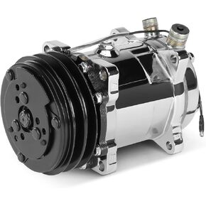 A-Premium Fit for Sanden SD-7 6PK Style, Universal A/C Compressor with Clutch, 6 Groove Serpentine Belt, Replace# HC5005BK