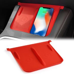 Center Console Wireless Charging Silicone Mat Compatible with Tesla Model 3 Model Y 2023 2022 2021 Accessories Waterproof Cover Interior Pad Non-Slip Mats Phone Tray Upgrade (Black)