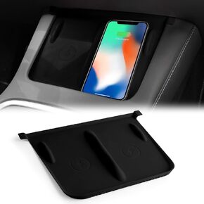 Center Console Wireless Charging Silicone Mat Compatible with Tesla Model 3 Model Y 2023 2022 2021 Accessories Waterproof Cover Interior Pad Non-Slip Mats Phone Tray Upgrade (Black) in Kuwait