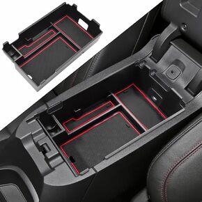 Center Console Organizer Tray Compatible with Chevy Equinox 2018 2019 2020 2021 2023 2024 Accessories, Armrest Insert Secondary Storage Box, Red Trim