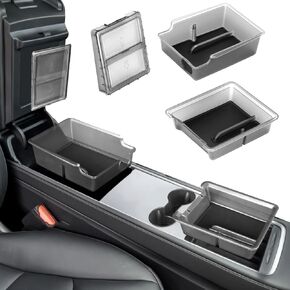 ملحقات طراز Tesla Model 3/Y 2024-2021 - مجموعة مسند ذراع صندوق تخزين أمامي وخلفي لوحدة التحكم المركزية (مجموعة من 3 قطع، مضيئة، تقنية مضادة للانزلاق) in Kuwait