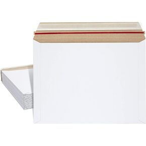 Juvale 25-Pack Stay Flat Rigid Mailers 9x12 with Self Adhesive Seal, 450 GSM Sturdy Bulk White Cardboard Envelopes for Shipping Photos, Magazines, Comic Books, Art Prints, Documents, Collectibles