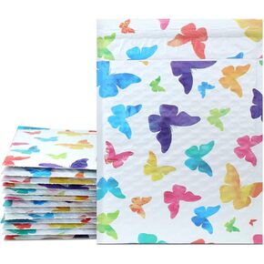 UCGOU Bubble Mailers 4x8 Inch Colorful Butterfly 50 Pack Poly Padded Envelopes Small Business Mailing Packaging Self Seal Waterproof Boutique Mail Shipping Bags for Jewelry Makeup Supplies #000
