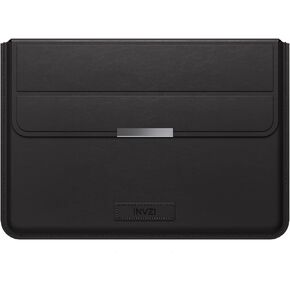 INVZI MacBook Sleeve, Vegan Leather Bag Compatible with 15"/16" MacBook Pro M3/M2/M1/Max 2024-2019, Compact Design with Invisible Stand (Saddle Brown)
