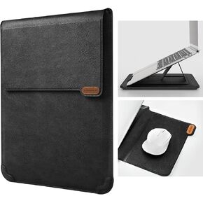 Nillkin Laptop Sleeve Case with Laptop Stand,15-16 inch Computer Shock Resistant Bag with Mouse Pad for MacBook Pro 16"/15" 15.6" Dell Lenovo HP Asus Samsung Chromebook Computer, Black Texture