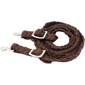 CHALLENGER Roping Knotted Horse Tack Western Barrel Reins Rein Nylon Braided Brown 60728