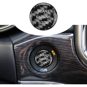 Real Carbon Fiber Auto Ignition Switch One-Key Start Button Sticker Interior Accessories Decoration Compatible with 2021 2020 2019 2018 2017 2016 2015 2014 Jeep Grand Cherokee 1PCS Black