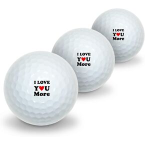 I Love You More with Heart Novelty Golf Balls 3 Pack