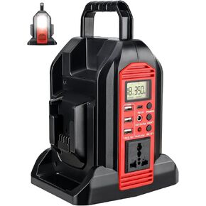 350W Power Inverter for Milwaukee M18 18V Battery, 2-Ports DC 18V to AC 110-120V Battery Inverter with 3 USB-A Port, 1 USB-C Port,300lm LED Light for Outdoors Camping Travel Emergency(Tool Only)