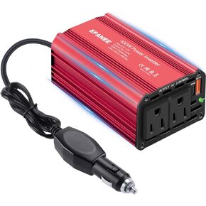 400W Power Inverter 12V DC to 110V AC, Car Charger Plug in Adapter Outlet with PD 65W USB-C&QC 18W Port, Portable Power Converters for Laptop Vehicles Camping Road Trip Adults（Red）