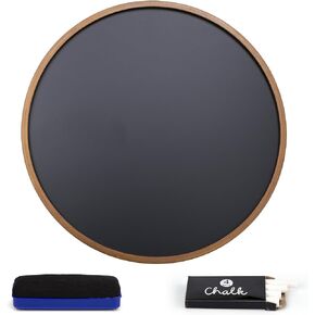 Better Office Products Round Magnetic Chalkboard with Wooden Frame for Office and Home, 18x18 inches with Mounting Hardware, 4-Piece Chalk Set, and Eraser Included (Rustic Brown)
