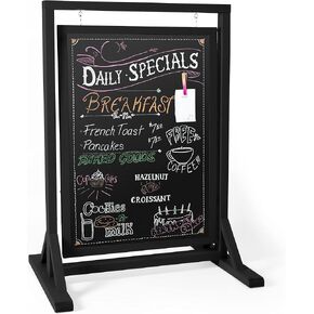 Ilyapa Rustic Double Sided Swinging Chalkboard Sidewalk Sign 21 x 32 Inches - White Magnetic A Frame Alternative Menu Sandwich Message Board, Freestanding Sandwich Sign for Restaurant in Kuwait