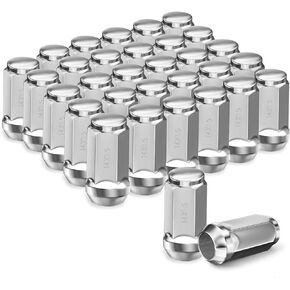 24pcs M14x1.5 Lug Nuts - Compatible with Chevrolet Colorado/Suburban/Silverado, GMC Express/Yukon/Sierra 1500, Ford F150/Expedition, One-Piece Design Factory Chrome Wheel Lug Nut Set