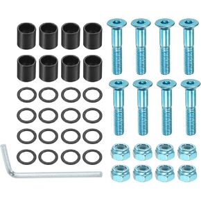 PATIKIL Skateboard Hardware Kit, Desk Mounting Screws Axle Nuts Hex Key Set with Washers Spacers for Skateboard Truck Wheel