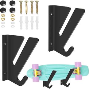 TRINENOX Skateboard Rack Wall Mount, Skateboard Storage Rack, Load Bearing Skateboard Rack, Skateboard Holder, Horizontal Installation for Longboard Penny Board Skis Skateboard Shelf