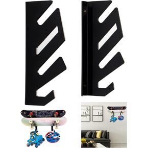 WANLIAN Skateboard Wall Mount Display Rack, Acrylic Skateboard Wall Mount with Hanger Hook, for Roller Skates, Longboard, and Helmets,Two Layers of Skateboard Hanger for Display and Storage