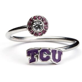 Stone Armory TCU Gifts and TCU Jewelry for Women - Purple TCU Ring with Crystals - Hypoallergenic and Adjustable Sizes 5-12 - TCU Gear for Women