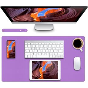 Leather Desk Pad,Mouse Pad for Desktop,Non-Slip PU Leather Desk Blotter Desk Mat,Waterproof Desk Writing Pad for Office and Home(Bronze Golden L 35.4" x 17")