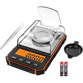AMIR Digital Milligram Scale, 50g Portable Mini Scale, 0.001g Precise Graduation, Professional Pocket Scale with 50g Calibration Weights Tweezers (Batteries Included) in Kuwait