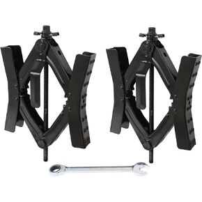 MaxxHaul 50627 Tandem Wheel Chock Stabilizers for Camper Truck Travel Trailer Fifth Wheel Trailer Scissor Locking Style Expand from 3.5" to 12" - 2-Pack