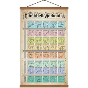 ملصق تمرين الدمبل وتمارين تدريب الدمبل ومخطط اللياقة البدنية للمنزل وصالة الألعاب الرياضية 16 بوصة × 27 بوصة مع إطار in Kuwait