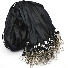 Lanyards 100 Pcs Lanyard for Id Badges Flat Lanyard with Badge Clip J-Hook