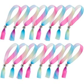 Wristbands for Events 100 Count,0.6“x 13.8" Recyclable Multicolor Grosgrain Ribbon Wrist Bands for Concert Festival Admission Party