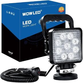 27W Portable LED Work Light Flood Lamp with Magnetic Base for Car, Off-Road, Truck, Boat, Tractor, Truck, Engineering Vehicle, Maintenance, Camping Light DC 9-32V