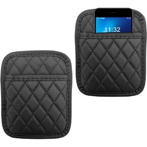 2PCS Car Side Pocket Organizer, Leather Auto Seat Storage Bag for Cell Phone Sunglasses, Waterproof Document Holder Tray Pouch for Vehicle Seat Gap Filler, Car Accessories (Large)