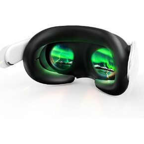 غطاء وجه AMVR متوافق مع ملحقات سماعات الرأس Meta/Oculus Quest 3، وسادة وسادة وجه سيليكون مريحة تناسب واجهة الوجه، قناع VR مقاوم للعرق لتعزيز تجربة الألعاب الخاصة بك (أسود، غطاء فقط)