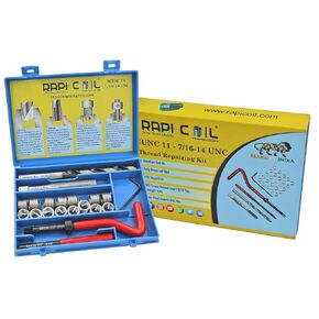 3/8-16 UNC Thread Repair Helicoil Kit, HSS M2 Tap & Drill, SS 304 Wire Inserts - Made in India