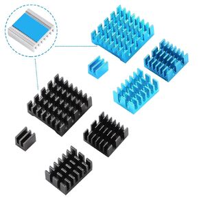 المبدد الحراري لـ Raspberry Pi 5، المبدد الحراري iUniker Raspberry Pi 5 من الألومنيوم مع شريط لاصق موصل حراري لـ Raspberry Pi 5 (8 قطع باللون الأسود والأزرق) in Kuwait