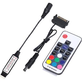 DS RGB Case Fans Controller Kit with 17Key Remote, Connect to DS RGB RAM Heatsink and DS PC RGB LED Strip (SATA Power Cable, O Series)