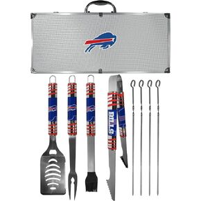 NFL Siskiyou Sports Fan Shop Buffalo Bills Steel Tailgater BBQ Set w/Case 8 piece Gray
