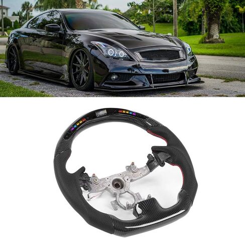 عجلة القيادة من ألياف الكربون نابا بريفو إد الجلود سباق السيارات عجلة القيادة مع شاشة ديجيتال LED تناسب إنفينيتي G37 2009-2013 in Kuwait