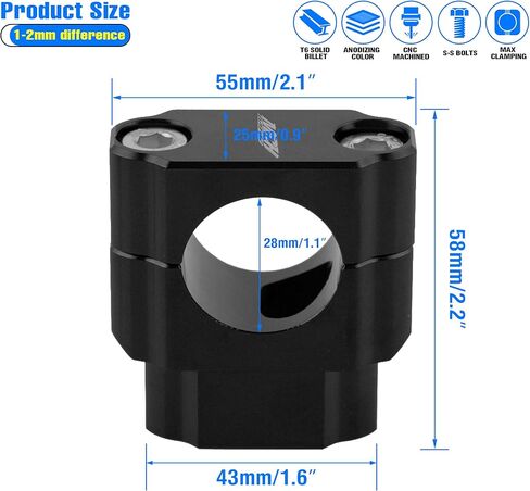 1 1/8" Motorcycle Dirt Bike Handlebar Risers, 28mm Handlebar Clamp Mounts for 110cc 125cc 150cc 200cc Dirt Bike ATV in Kuwait