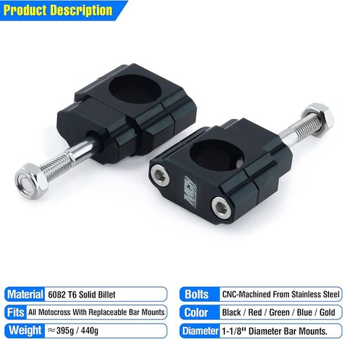 1 1/8" Motorcycle Dirt Bike Handlebar Risers, 28mm Handlebar Clamp Mounts for 110cc 125cc 150cc 200cc Dirt Bike ATV in Kuwait