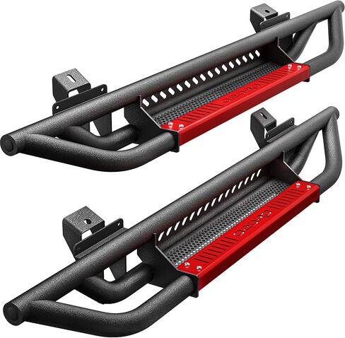 لوحات الجري OEDRO متوافقة مع 2021-2024 Ford Bronco 4 أبواب، خطوات جانبية للشاحنة مع لوحات قابلة للطلاء، شريط Nerf محكم، أسود وأحمر in Kuwait