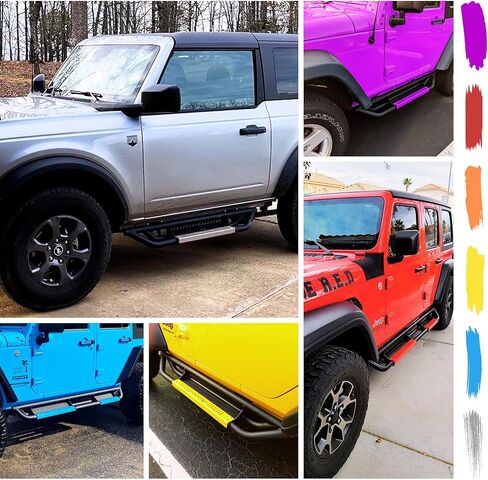 لوحات الجري OEDRO متوافقة مع 2021-2024 Ford Bronco 4 أبواب، خطوات جانبية للشاحنة مع لوحات قابلة للطلاء، شريط Nerf محكم، أسود وأحمر in Kuwait