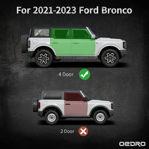 OEDRO Running Boards Compatible with 2021-2024 Ford Bronco 4 Door,Truck Side Steps w/Paintable Plates,Textured Nerf Bar, Black & Red in Saudi Arabia