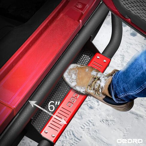 OEDRO Running Boards Compatible with 2021-2024 Ford Bronco 4 Door,Truck Side Steps w/Paintable Plates,Textured Nerf Bar, Black & Red in Saudi Arabia