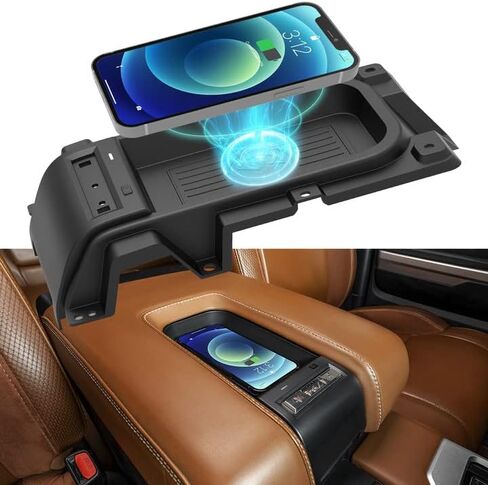 شاحن لاسلكي CarQiWireless لسيارة Toyota Tundra 2014 2015 2016 2017 2018 2019 2020 2021، لوحة شحن لاسلكية لوحدة التحكم المركزية لملحقات Toyota Tundra 2014-2021 in Saudi Arabia